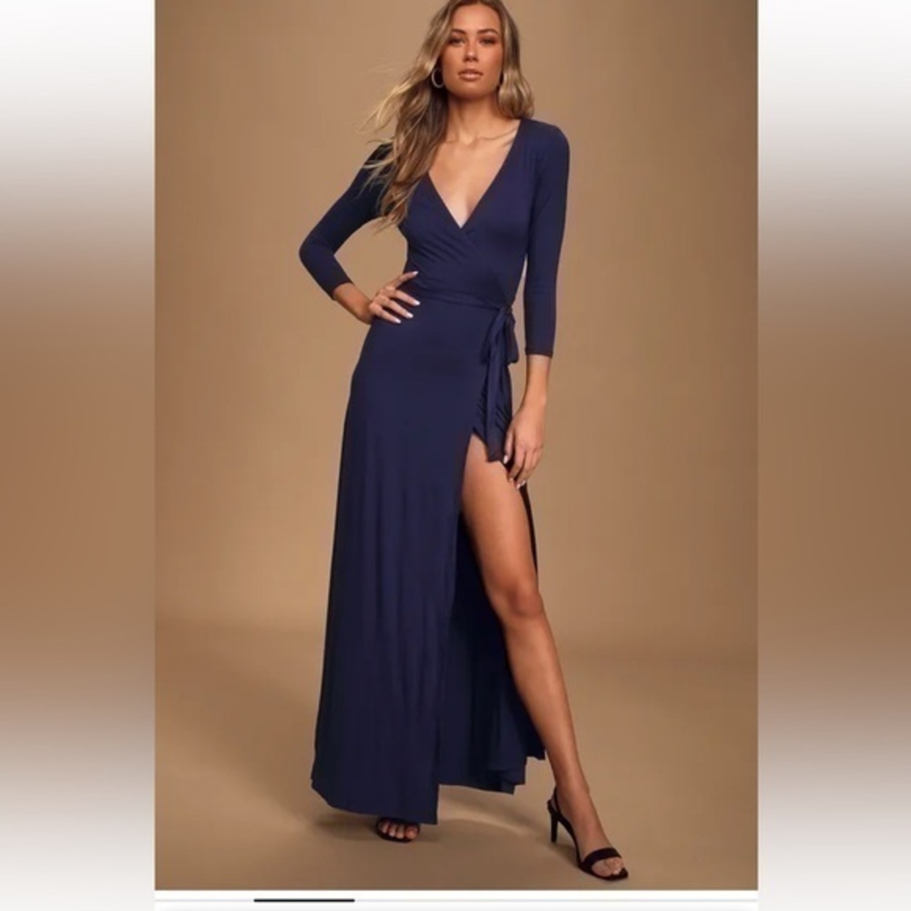 Lulus Garden District Maxi Dress Navy Size Large